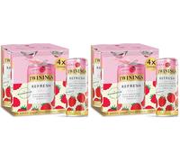Twinings Refresh - Raspberry & Lemon Flavoured Sparkling Tea-Refreshing Fruity Beverage(4X250ml Cans)-No Added Sugar, Low in Caffeine/Calorie, Healthy Alternative,Antioxidant Rich,Vegan,Gluten Free