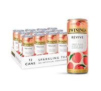 Twinings Revive - Sweet Peach & Apple with Elderflower Flavoured Sparkling Tea (12 x 250ml cans) - Non-Alcoholic, Low Calorie Soft Drink, No Added Sugar, No Artificial Sweeteners, Low Caffeine