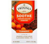 Twinings, Soothe Herbal Tea, Turmeric, Orange and Star Anise, Caffeine Free, 18 Tea Bags, 1.27 oz (36 g)