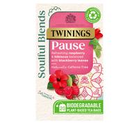 Twinings Soulful Blends Pause Inspired by Ayurveda - Refreshing Raspberry & Hibiscus Herbal Tea Infusion with Blackberry Leaves - 20 x Biodegradable