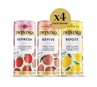 Twinings Sparkling Tea 12 Can Selection Pack with Boost, Revive & Refresh Lightly Sparkling Ready to Drink Tea
