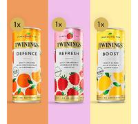Twinings Sparkling Tea 3 Can Selection Pack - Boost - Ginger & Lemon Balm, Defence - orange/passionfruit/elderberry, Refresh - Raspberry lemonade