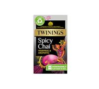 Twinings Spicy Chai Tea Warming & Aromatic Black Tea Spices of Cinnamon, Clove & Ginger with Assam Tea Base, 40 Biodegradable Tea Bags