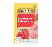 Twinings Strawberry & Raspberry Fruit Infusion Flavoured Tea - 20 Biodegradable Bags (Single pack) Caffeine & Sugar Free Herbal Vegan Tea with Natural Fruit Flavors Refreshing Berry Blend