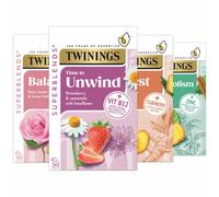 Twinings - Superblends 4 Box Selection Pack - Sugar Free Tea - Herbal Wellness Blends - Immune Support, Antioxidant Rich - Variety Tea Gift