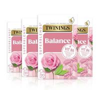 Twinings Superblends Balance Tea, Rose & Lemon Balm, 80 Tea Bags (4x20) | Multipack, Herbal Infusion, Lemon Verbena, Rose Petals, Spearmint, Added Niacin, Naturally Caffeine Free