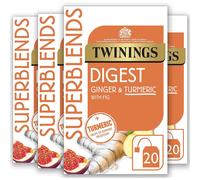 Twinings Superblends Digest Tea - Ginger & Turmeric Herbal Tea Infusion with Fig, Fruit Tea to Support normal Digestion, 80 x Biodegradable Tea Bags