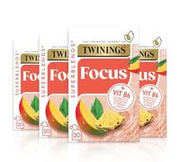 Twinings Superblends Focus Tea - Mango & Pineapple Herbal Tea Infusion with Ginseng & Vitamin B6 - Caffeine Free Energy Boost, 80 x Biodegradable Tea Bags