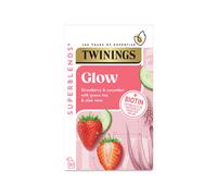 Twinings - Superblends Glow - Herbal Tea Bags - 20 Envelopes - Sugar Free Green Tea & Aloe Blend - Skin Glow Support