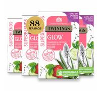 Twinings Superblends Glow Tea - Strawberry & Cucumber Green Tea with Aloe Vera & Biotin for Skincare & Hair Care, 88 Biodegradable Tea Bags (4x22) wi
