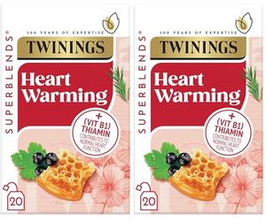 Twinings Superblends Heartea Tea - Blackcurrant & Rosemary Herbal Tea Infusion with Honey, Hibiscus & Vitamin B1 (Thiamin) - 20 x Biodegradable Tea Bags (Pack of 2)