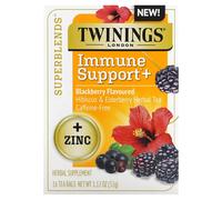 Twinings, Superblends, Immune Support+, Hibiscus & Elderberry Herbal Tea, Blackberry, Caffeine-Free, 16 Tea Bags, 1.12 oz (32 g)