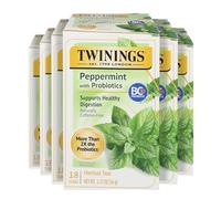 Twinings Superblends Peppermint with Probiotics Herbal Tea, Caffeine Free, 18 Count (Pack of 6), Enjoy Hot or Iced Packaging May Vary