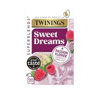 Twinings Superblends Sweet Dreams Tea, Raspberry & Valerian, 20 Tea Bags | Herbal Infusion, For Bedtime, Valerian Root, Passionflower, Niacin (Vitamin B3), Naturally Caffeine Free