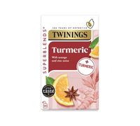 Twinings - Superblends Turmeric - Herbal Tea Bags - 20 Envelopes - Spiced Tea with Turmeric Orange & Cinnamon - Wellness Blend