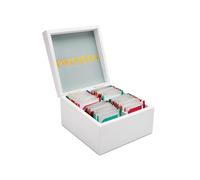 Twinings White Wooden Tea Box - 4 Compartment Filled with 48 Superblends