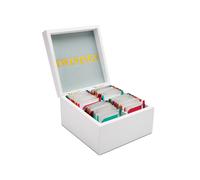 Twinings White Wooden Tea Box - 4 Compartment Filled with 48 Superblends