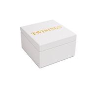Twinings White Wooden Tea Box Empty Tea Box 4 Compartments Tea Gift Box Holds Up to 48 Tea Bags