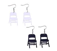 twinkle eye 2 Pair Mirror Folding Chair Earrings Acrylic White Black Earrings Good Friend Earrings Fun Earrings For Women