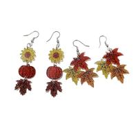 twinkle eye 2 Pairs Thanksgiving Fall Glitter Acrylic Earrings for Women Pumpkin Pie Turkey Maple Leaf Autumn Jewelry Fall Gifts for Thanksgiving Party Autumn, One Size, Zinc Acrylic, No Gemstone