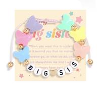 twinkle eye Big Sister Gifts For Little, Pastel Rainbow Heart Rainbow Ball Big Little Sister Bracelet Big Sister Announcement, Sister Birthday Jewelry, One Size, Acrylic, no gemstone