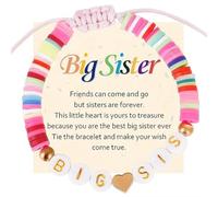 twinkle eye Big Sister Gifts For Little, Pastel Rainbow Heart Rainbow Ball Big Little Sister Bracelet Big Sister Announcement, Sister Birthday Jewelry, One Size, Ploymer Clay, no gemstone
