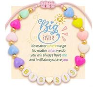 twinkle eye Big Sister Gifts For Little, Pastel Rainbow Heart Rainbow Ball Big Little Sister Bracelet Big Sister Announcement, Sister Birthday Jewelry, One Size, Acrylic, no gemstone