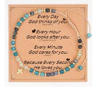 twinkle eye Christian Cross Bracelets Natural Stone String Rope Bracelet Inspirational Faith Religious Easter Catholic Christian Jewelry Gift for Couples Women Men, One Size, Stone, no gemstone