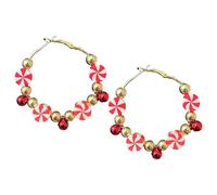twinkle eye Christmas Hoop Earrings for Women, Candy Red Green Cute Santa Claus Tinkle Bell Xmas Ornament Loop Holiday Accessories Jewelry, One Size, Polymer clay, No Gemstone