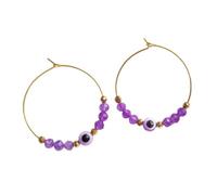 twinkle eye Evil Eye Hoop Earrings for Women Handmade Colorful Beaded Lucky Protection Geometric Jewelry Gifts, Acrylic, No Gemstone