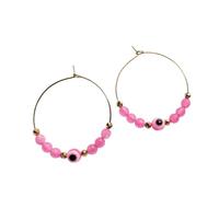 twinkle eye Evil Eye Hoop Earrings for Women Handmade Colorful Beaded Lucky Protection Geometric Jewelry Gifts, Acrylic, No Gemstone
