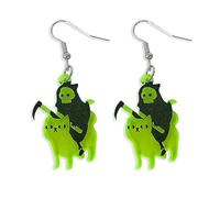 twinkle eye Halloween Skeleton kull Head UFO Earrings Acrylic Alien Dinosaur Cat Spaceship Dangle Earrings for Women Halloween Costume Party Jewelry, One Size, Zinc, No Gemstone