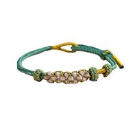 twinkle eye Handmade Woven Peach Blossom Knot Bracelet 3D Hard Gold Adjustable Bracelet for Women Girls Jewelry,Good Lucky Wishes Gift