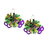 twinkle eye Sparkly Mardi Gras Earrings Large Hoop Earrings Foil Plastic Metallic Cheerleader Pom Poms Ball Fireworks Carnival Earrings for Women Jewelry, PET, No Gemstone