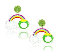 twinkle eye St Patrick's Day Earrings Acrylic Rainbow Green Stove Earrings Fun Irish Holiday Earrings for Women