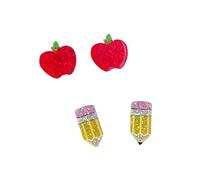 twinkle eye Student Teacher Earrings for Women - Back to School Glitter Colorful Acrylic Stud Earrings Set Statement First Day of School Teacher Appreciation Gifts, One Size, Acrylic, No Gemstone