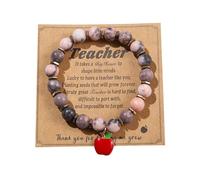 twinkle eye Teacher Appreciation Gifts,Natural Stone Teacher Bracelet Thank You Gifts Bracelet Inspirational Love Teach For Women Graduation Back To School Jewelry, One Size, Stone, no gemstone