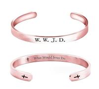 twinkle eye WWJD Bracelets for Women Men, Cross What Would Jesus Do Bangle Stainless Steel Cuff Handmade Engraved Christian Inspirational Gifts Jewelry, One Size, Stainless Steel, no gemstone