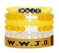 twinkle eye WWJD Bracelets Set WWJD Wristbands Christian Cross Bracelet Stackable Clay Bead Bracelets Stretch Glass Beaded Inspirational Christian Jewelry Gift for Couples Women Men, One Size