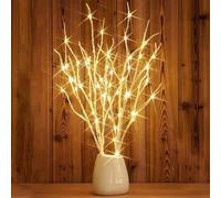 Twinkle Light Branches, 32IN 100 LED Battery Operated Lighted Branches with Timer, Artificial Tree for Vase Filler, Warm White Fairy Lights for Home Christmas Holiday Indoor Decor(White)