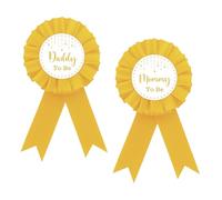Twinkle Little Star Mom to Be Badge Pin, Little Star Daddy to Be Button Pin, Yellow Rosette Baby Shower Award Ribbon Button for New Parents, Gender Reveal/Pregnancy Announcement Party Supplies