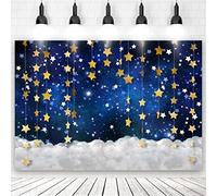 Twinkle Little Star Photography Backdrop Galaxy Starry Sky Gold Little Star Newborn Baby Shower Birthday Party Decorations Photo Studio Photo Backdrop (Blue-Star Clouds, 8x6ft)