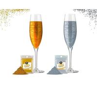 Twinkle my Drink® Gold & Silver Deluxe Edible Glitter for Drinks, Cakes & Cocktails | Birthday Party Decorations | Gold Party Props | Edible Cocktail Decorations | Cake Toppers | 10g up to 50 Servings