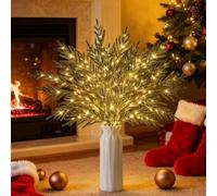Twinkle Pine Stems, 36" Christmas Lighted Norfolk Pine Branches with LED Lights, Pre Lit Twinkle Stems, Battery-Powered, Home Living Room Centerpiece Table Indoor Outdoor Decor