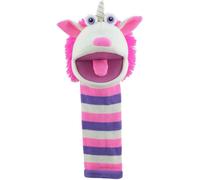 The Puppet Company Twinkle ECO Sockette Hand Puppet - Eco-Friendly Unicorn Puppet with Sparkly Horn & Striped Design - Interactive Magical Toy for Kids & Adults - 38cm