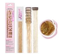 TWINKLE SPARKLE Oropel Hair Extensions Set of 6 Clip in Hair Extensions Shiny Heat Resistant 19.6 Inch with Clips Shiny Strands for Fairy Hair Shelf