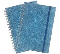Twinkle Spiral Notebook, 2 Pack Sparkly Spiral Journal Notebooks, Hardcover Ruled Notebook, 90 Sheets, 8.2“x6”