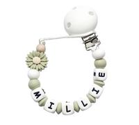 Twinkle Star Baby Custom Sage Green White Small Flower Dummy Clip Girls