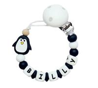 Twinkle Star Baby Customised Black White Penguin Girls Boys Babies Dummy Clip