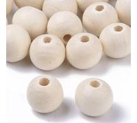 Twinkle Star Baby Natural Plain Wooden Round Craft Beads 100 Pieces 8mm 10mm 12mm 14mm 16mm Width Bead Wood (16mm Width)